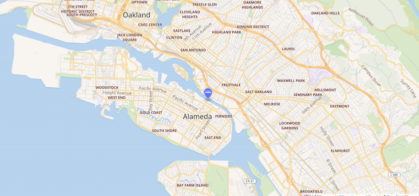 Picture of the map location of the Park Street Bridge