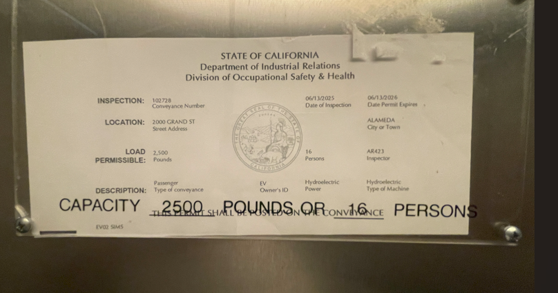 The image shows a document detailing an inspection report for a 2.500 pound capacity electric vehicle, including various inspection details and specifications.AI-generated content may be incorrect.