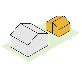Diagram of a duplex unit behind a detached house